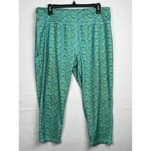 Just Be Sport Women Activewear Space Dye Cropped Leggings Size 1X Blue Green